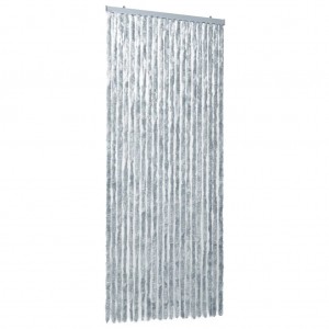 Cortina mosquitera de chenilla blanca y gris 90x220 cm H