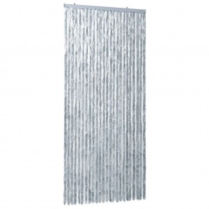 Cortina mosquitera de chenilla blanca y gris 100x220 cm H