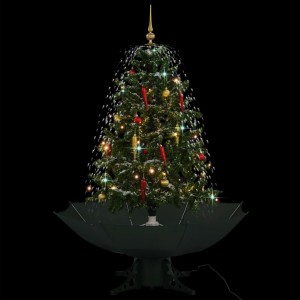 Árvore de natal com neve com base em guarda-chuva verde 140 cm H