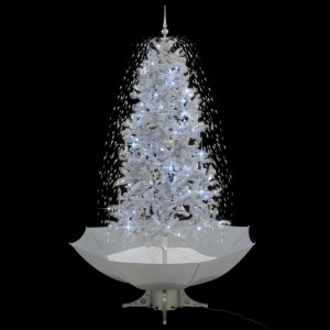 Árbol de Navidad con nieve con base en paraguas blanco 190 cm H