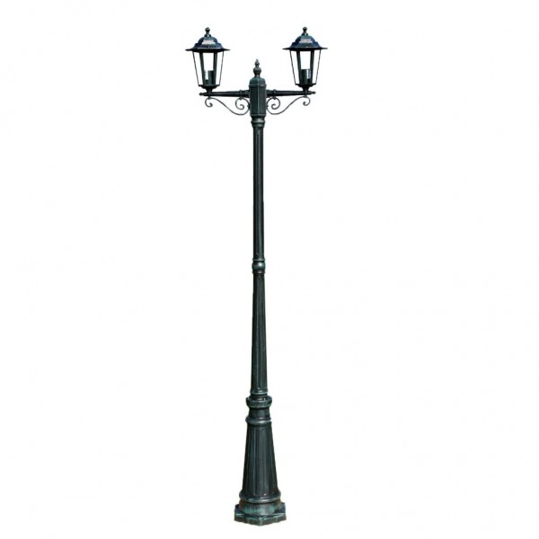Farola de jardín 2 brazos 215 cm verde oscuro/negro aluminio D