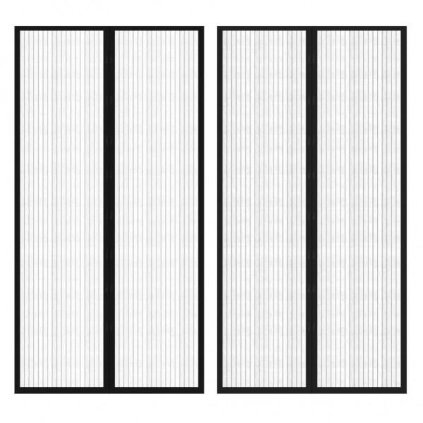 Cortina puerta contra insectos 210x100 cm 2 uds magnética negro D