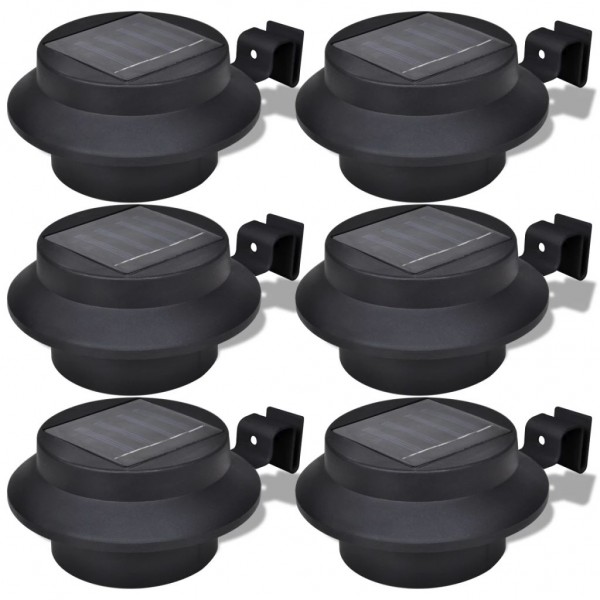 Set de lámparas solares de exterior para valla 6 piezas negro D