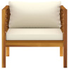 Silla de jardín y cojines blanco crema madera maciza de acacia 3