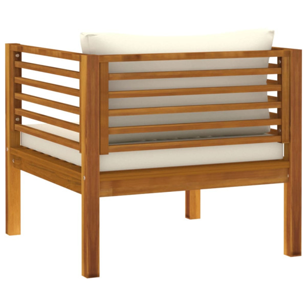 Silla de jardín y cojines blanco crema madera maciza de acacia M 5