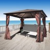 Gazebo com cortina 300 x 300 cm alumínio castanho 3