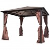 Gazebo com cortina 300 x 300 cm alumínio castanho 1