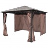 Gazebo com cortina 300 x 300 cm alumínio castanho 2