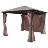 Gazebo com cortina 300 x 300 cm alumínio castanho 4