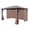 Gazebo com cortina 400 x 300 cm alumínio castanho 4