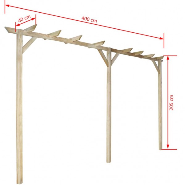Pérgola de jardín de madera 200x40x205 cm M 4