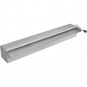 Fonte para piscina retangular com LEDs 60 cm aço inoxidável H