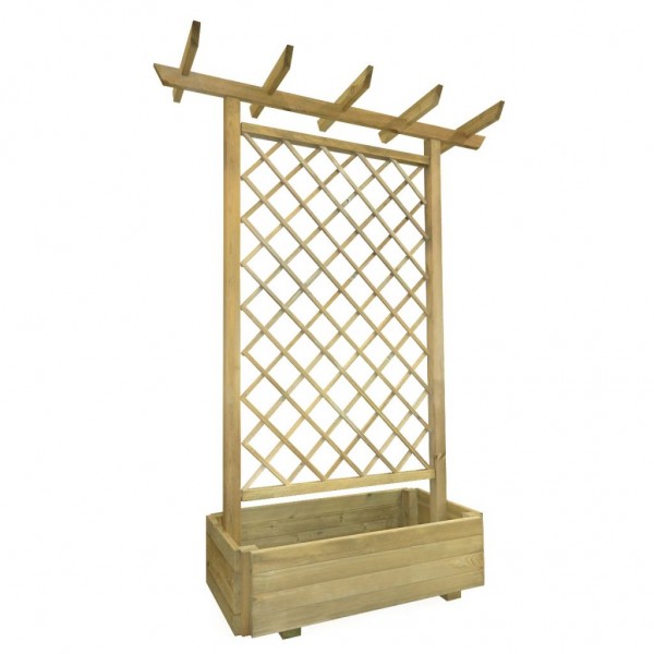 Pérgola con jardinera de madera 162x56x204 cm D