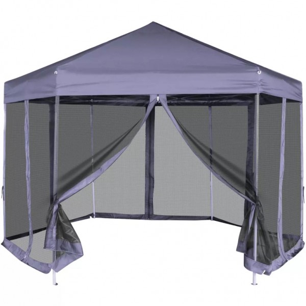 Carpa desplegable hexagonal 6 paredes blanco crema 3.6x3.1m D