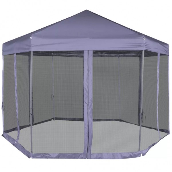 Carpa desplegable hexagonal 6 paredes blanco crema 3.6x3.1m M 4