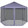 Tenda festas pop-up hexagonal 6 paredes 3.6x3.1m azul escuro 4