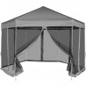 Carpa desplegable hexagonal 6 paredes laterales gris 3.6x3.1 m 1