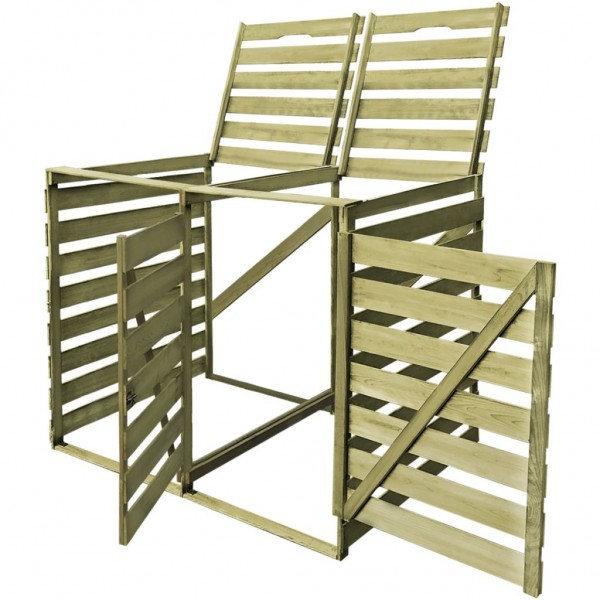 Cobertizo doble contenedor de basura madera impregnada 240 L M 2