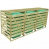Cobertizo triple de contenedor de basura madera impregnada 240L 4