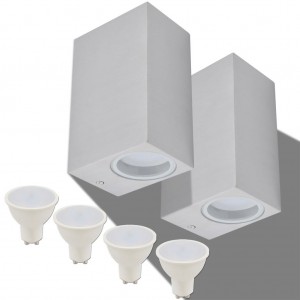 Candeeiros parede LED superior/inferior p/ext.. 2 pcs. quadrado H