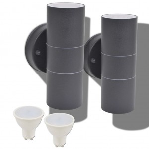 Candeeiros LED parede iluminação sup/inf exterior 2 pcs H