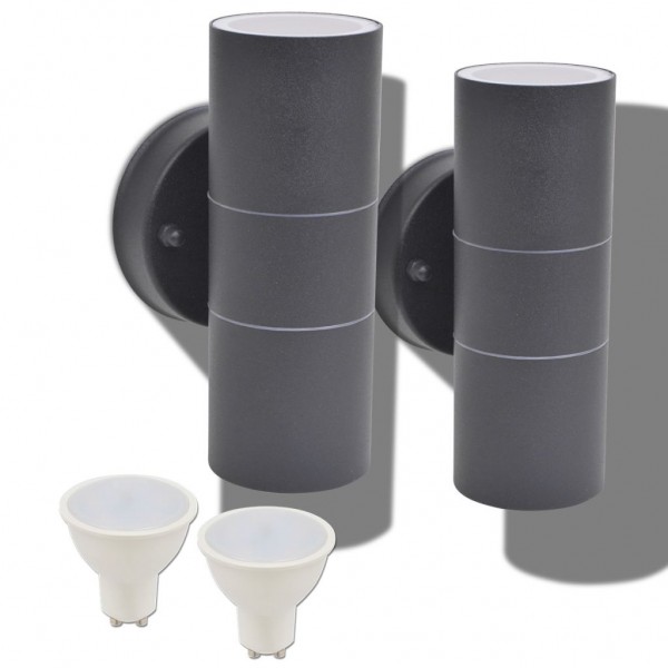 Candeeiros LED parede iluminação sup/inf exterior 2 pcs M 2