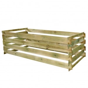 Compostador de tablas de madera de pino impregnada 180x90x90 cm H
