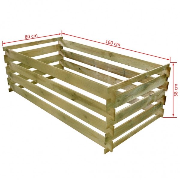 Compostador de tablas de madera de pino impregnada 180x90x90 cm M 3