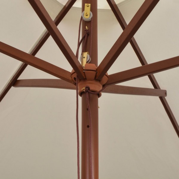 Sombrilla con palo de madera 200x300 cm blanco crema M 2