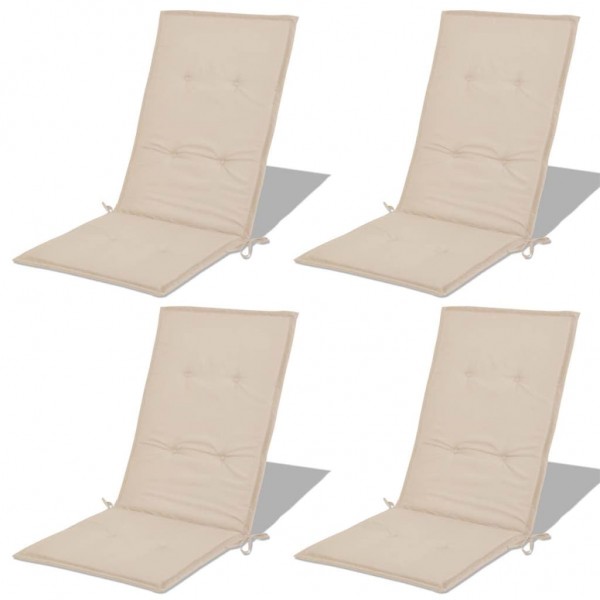 Cojín silla de jardín respaldo alto 4 uds tela crema 120x50x3cm M 4