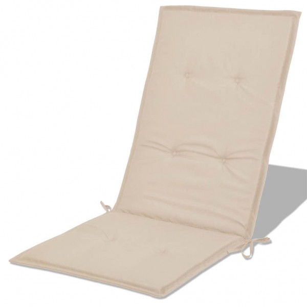 Cojín silla de jardín respaldo alto 4 uds tela crema 120x50x3cm M 5