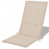 Cojín silla de jardín respaldo alto 4 uds tela crema 120x50x3cm 5