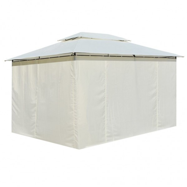 Tenda de jardim com cortinas 4x3 m branco M 5