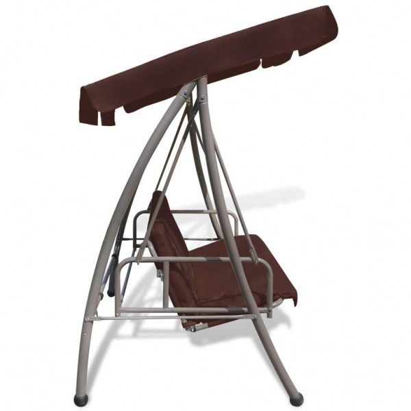 Banco columpio de exterior con dosel color café M 4