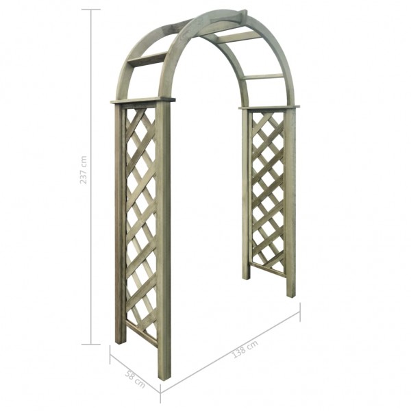 Arco de celosía de madera de pino verde impregnada M 4