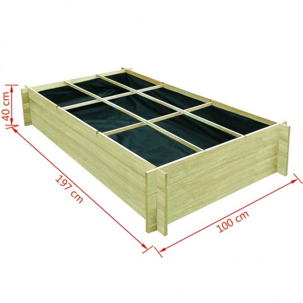 Jardinera para verduras madera pino impregnada 197x100x40cm M 3