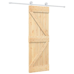 Puerta corredera con herrajes madera maciza de pino 70x210 cm H