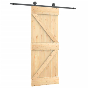 Puerta corredera con herrajes madera maciza de pino 70x210 cm H