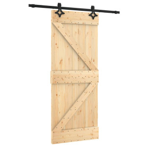 Puerta corredera con herrajes madera maciza de pino 85x210 cm H