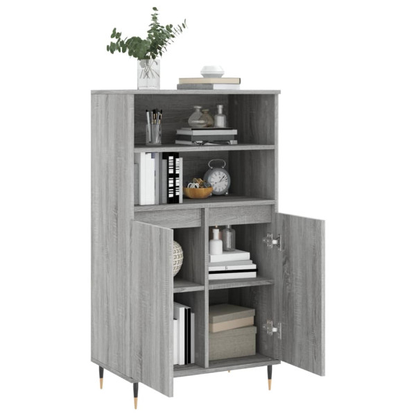 Aparador alto de madera contrachapada gris Sonoma 60x36x110 cm M 4