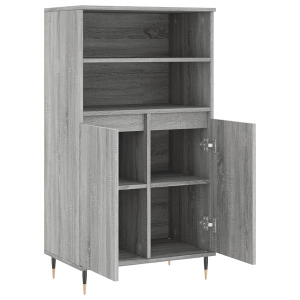 Aparador alto de madera contrachapada gris Sonoma 60x36x110 cm M 5