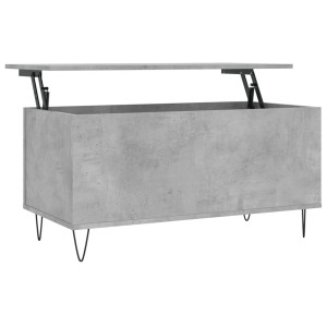 Mesa de centro madera contrachapada gris hormigón 90x44.5x45 cm H