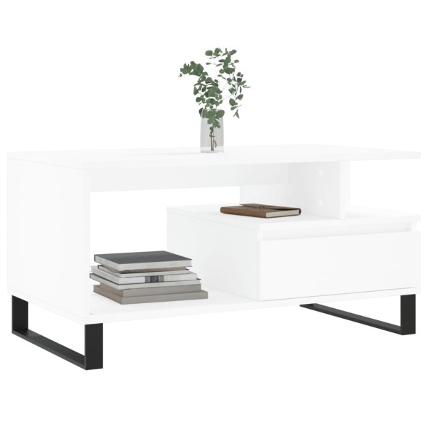 Mesa de centro madera contrachapada blanca 90x49x45 cm M 3