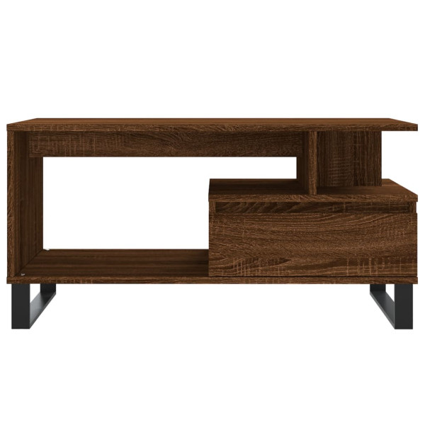 Mesa de centro madera contrachapada roble marrón 90x49x45 cm M 5