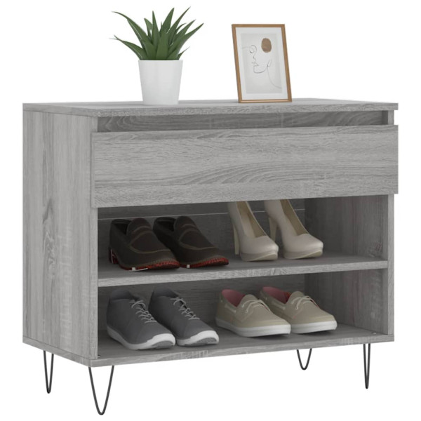 Mueble zapatero madera contrachapada gris Sonoma 70x36x60 cm M 3