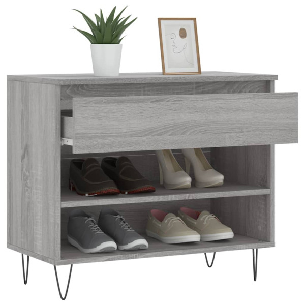 Mueble zapatero madera contrachapada gris Sonoma 70x36x60 cm M 4