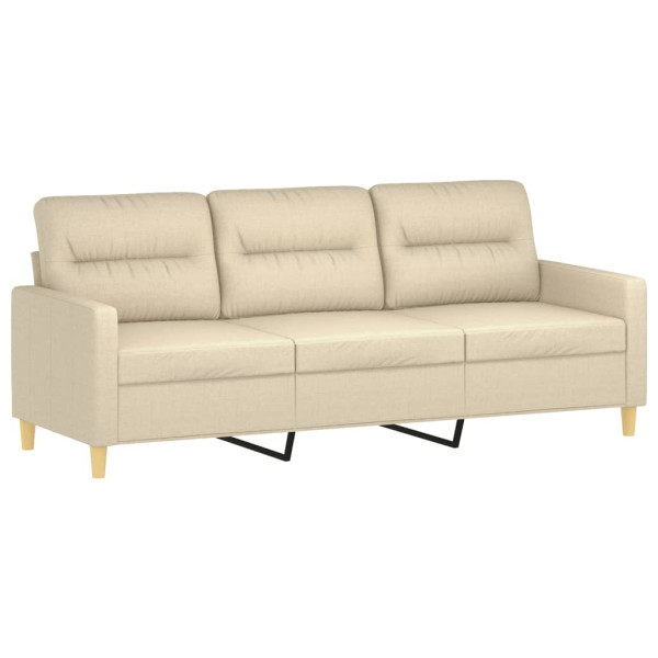 Sofá 3 lugares + almofadas decorativas 180 cm tecido cor creme M 4