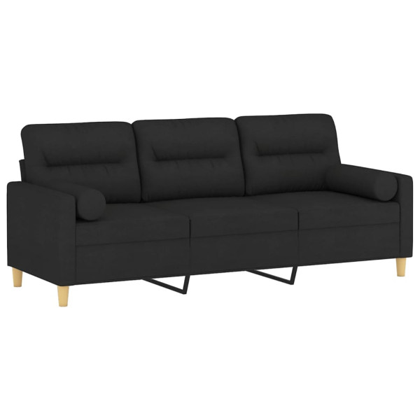 Sofá 3 lugares + almofadas decorativas 180 cm tecido preto M 3