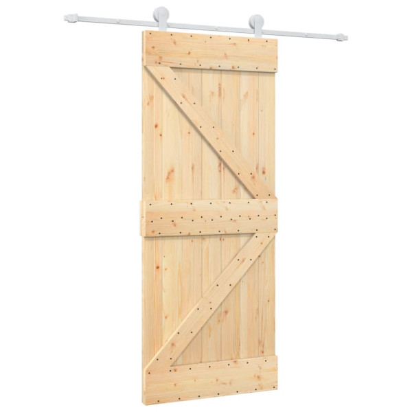 Puerta corredera con herrajes madera maciza de pino 85x210 cm M 2