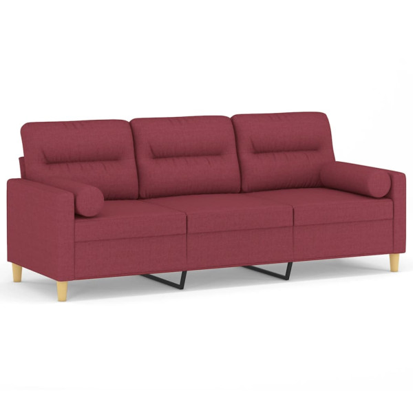 Sofá 3 lug. + almofadas decorativas 180cm tecido vermelho tinto M 2